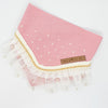 Pink dog tie up bandana with luxurious lace pearl trim