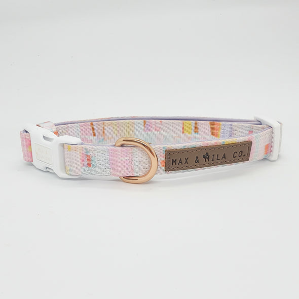 Pink and gold dog collar for girl puppy